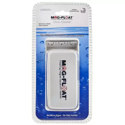 Limpa-vidros MAG-FLOAT para aquário em embalagem plástica azul e branca