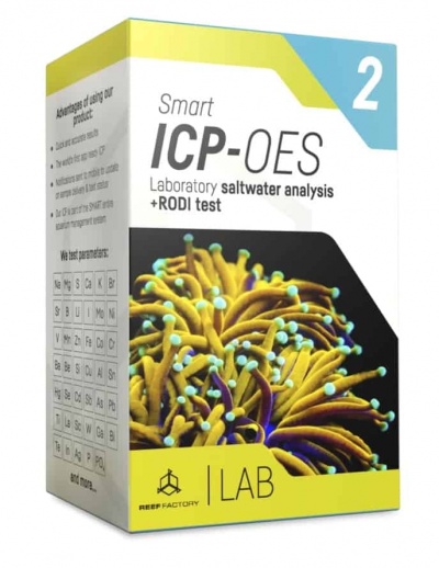 Embalagem de produto para análise de água salgada Smart ICP-OES com imagem de coral