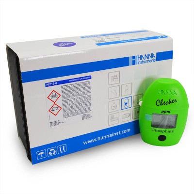 Dispositivo verde HANNA Checker ppm Phosphate com embalagem branca e azul da HANNA instruments