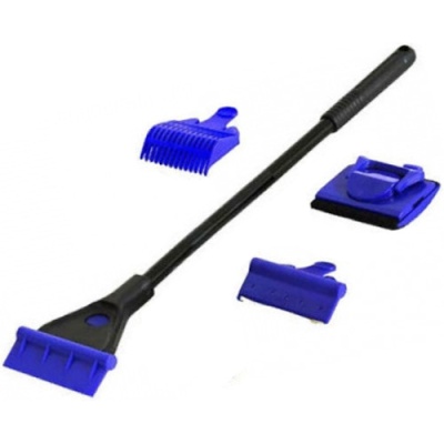 Kit de limpeza para gelo com cabo preto e acessórios azuis