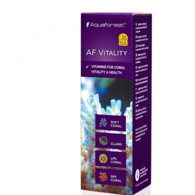 Embalagem roxa de AF Vitality da Aquaforest para vitaminas de corais