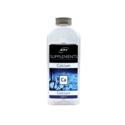 Garrafa de suplemento de cálcio da ATP SUPPLEMENTS, 1000 ml, com rótulo preto e azul