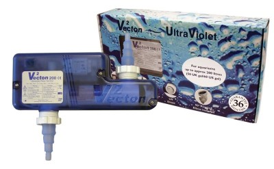 Doseador V2 Vecton 200 cc em plástico azul com embalagem UltraViolet