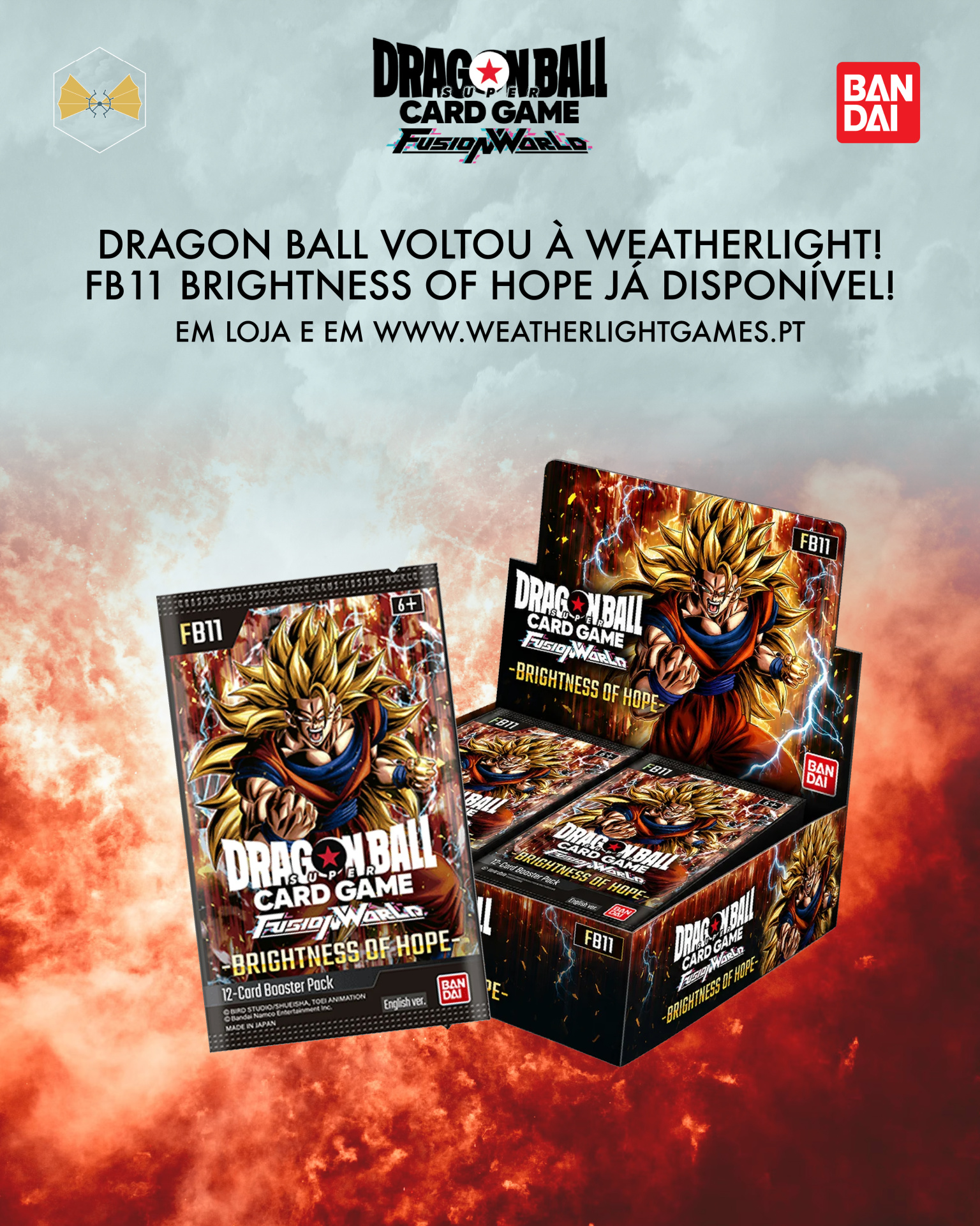 Embalagens do jogo de cartas Dragon Ball Super com personagem Goku em modo Super Saiyajin