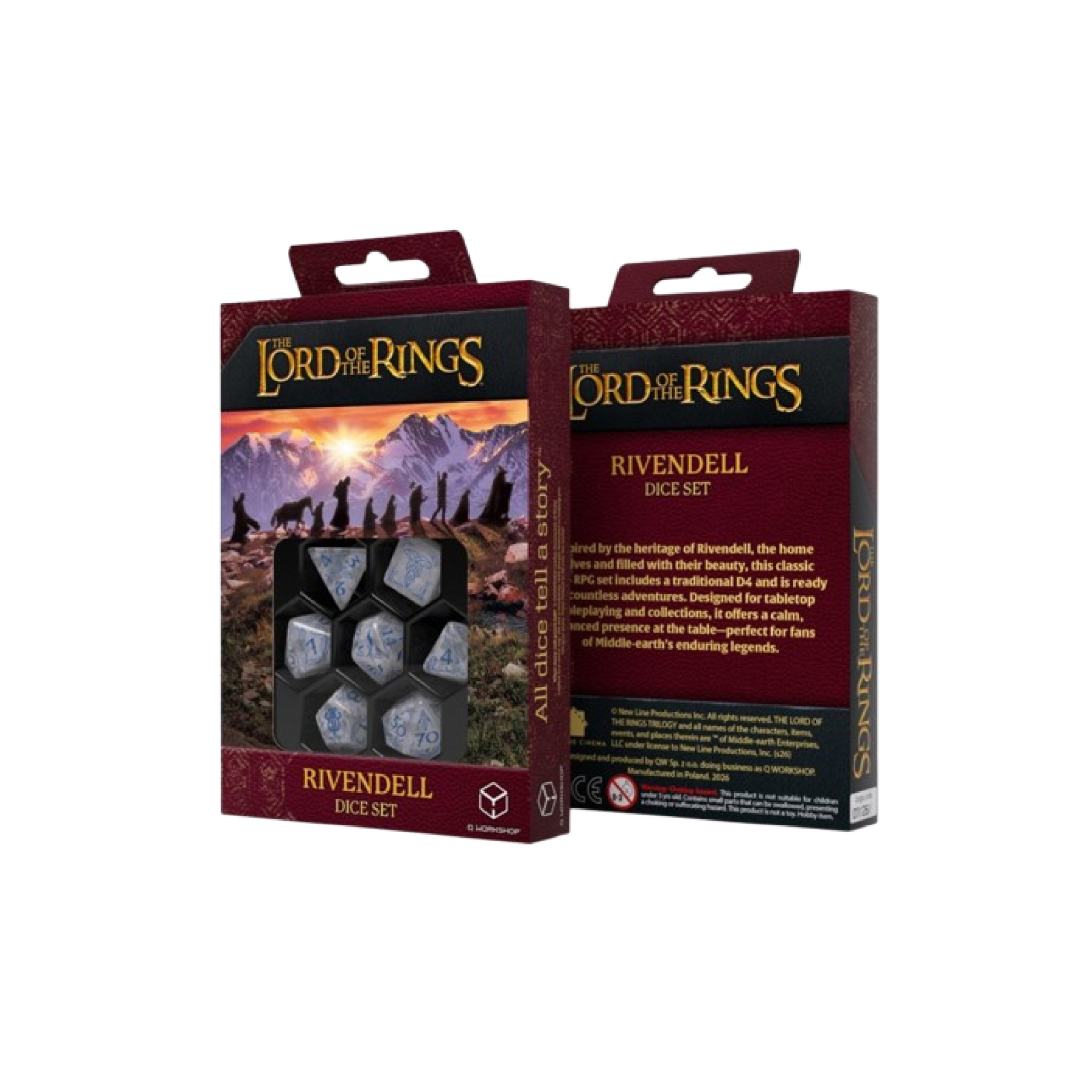 Q-workshop - Dice Set - The Lord of the Rings: Rivendell - Stone (7pcs) Conjunto de dados The Lord of the Rings Rivendell