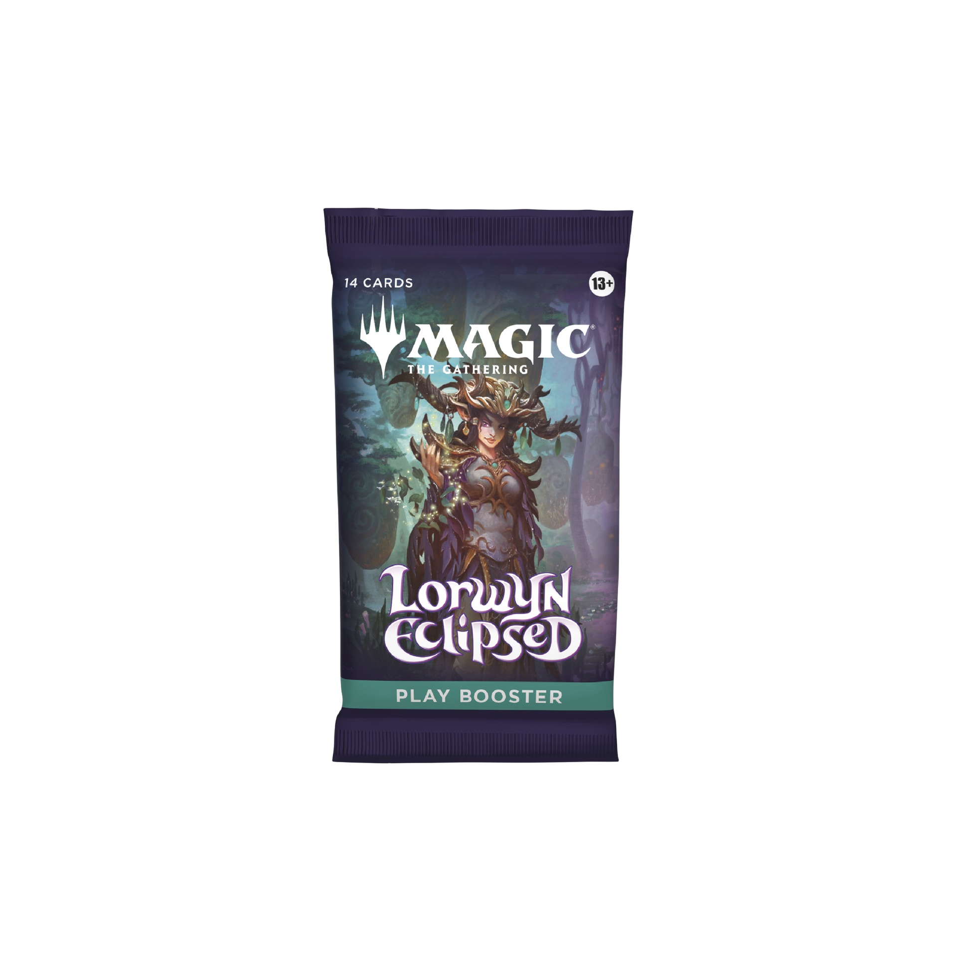 Magic: The Gathering - Lorwyn Eclipsed - Play Booster Pacote de booster Magic The Gathering Lorwyn Eclipsed com ilustração de personagem feminino
