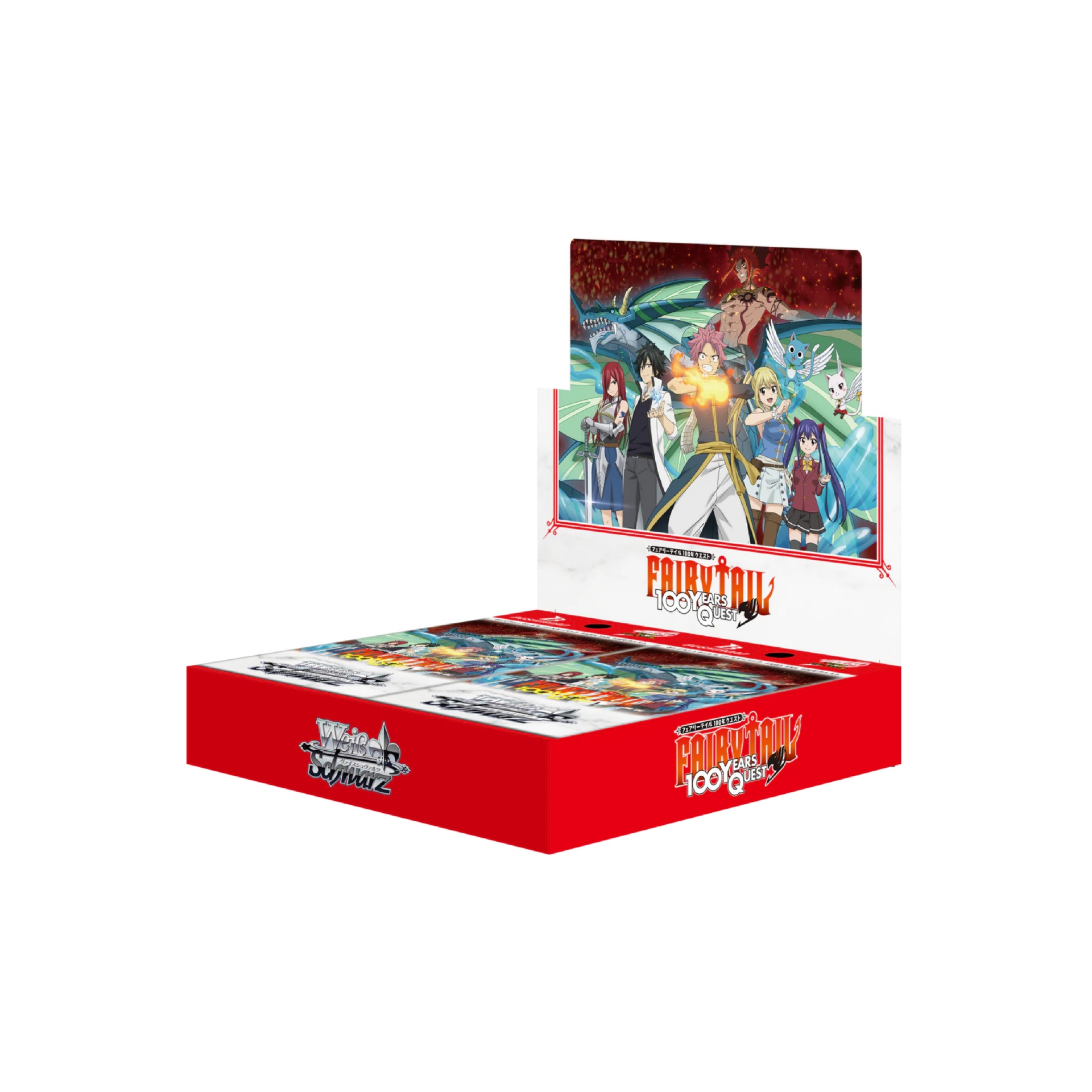 Weiß Schwarz: Fairy Tail: 100 Years Quest - Booster Box - EN Caixa de cartas Vermelha e branca com personagens de Fairy Tail