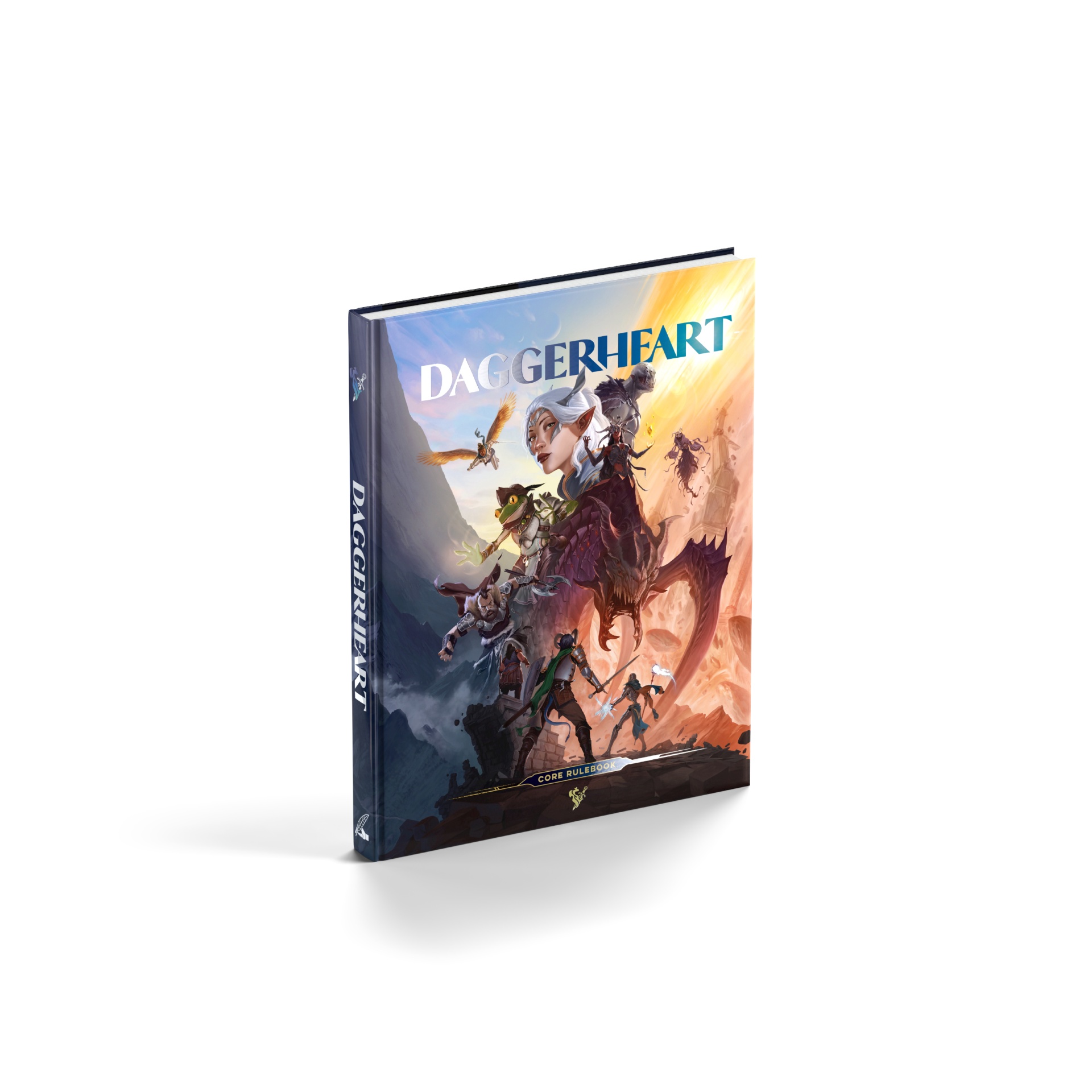 Daggerheart - Core Set - EN Livro de fantasia capa dura com título DAGGERHEART e personagens fantásticos em fundo colorido