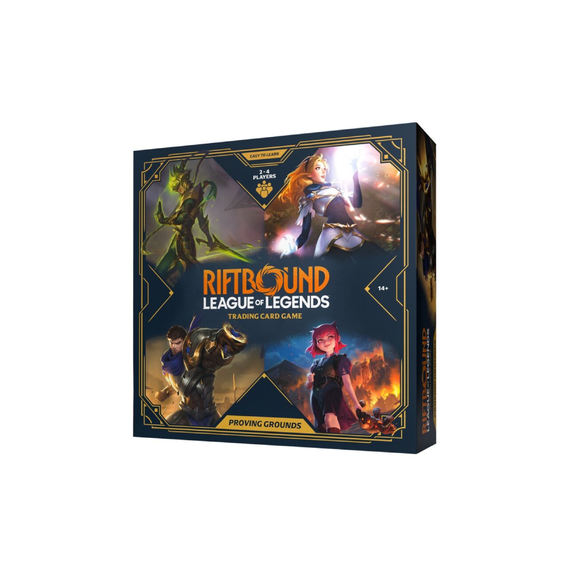 Riftbound: League of Legends TCG - Set One: Origins - Proving Grounds Caixa do jogo de cartas Riftbound League of Legends com ilustrações de personagens