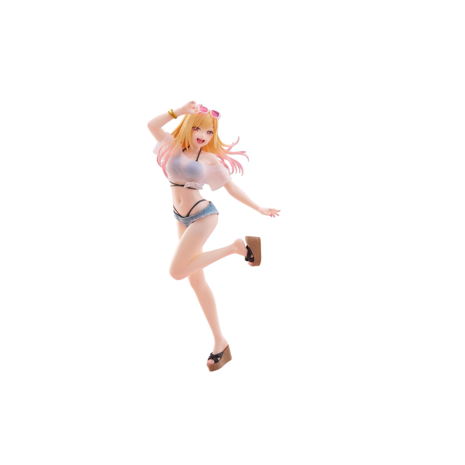 Figura de anime feminina com roupa de verão e pose animada