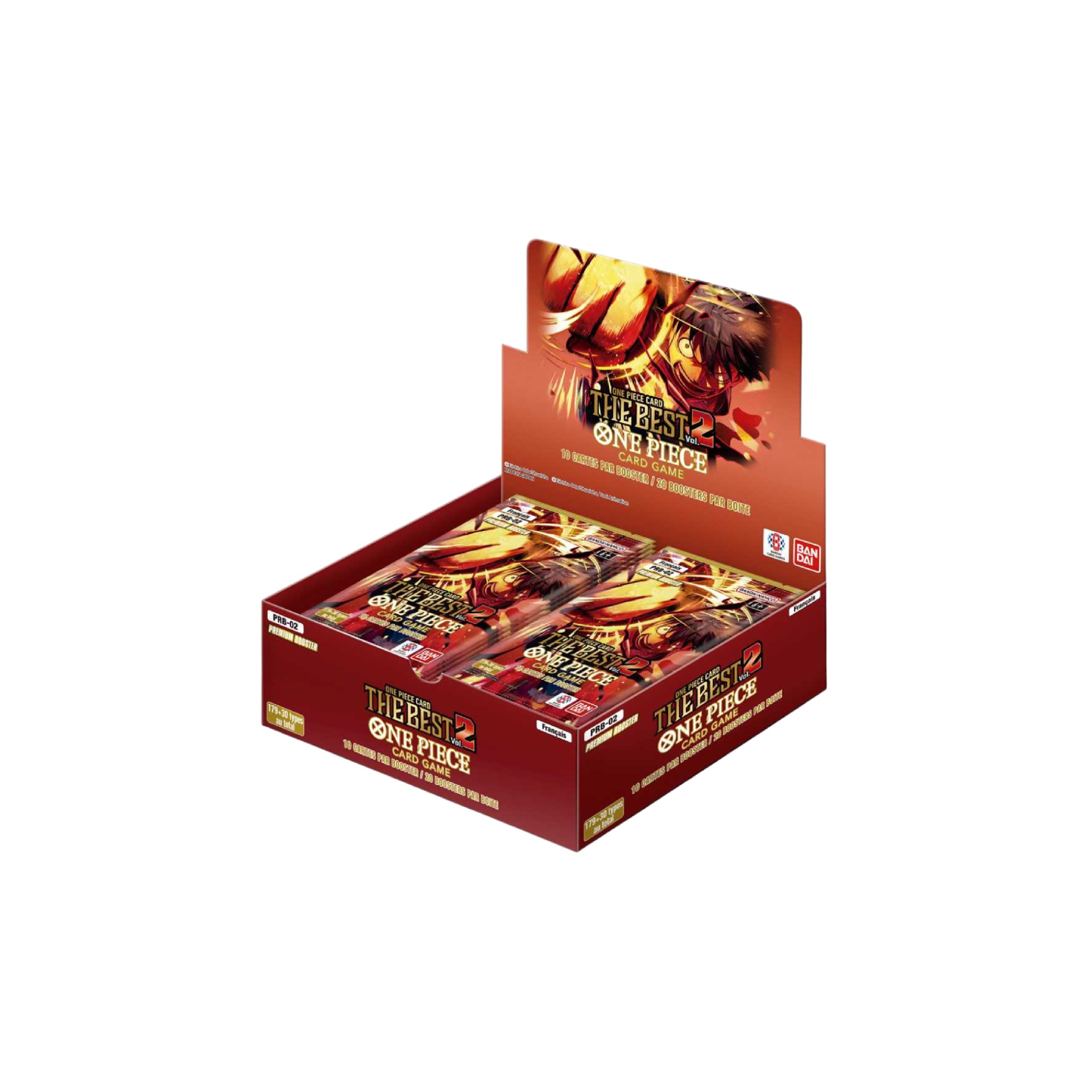 One Piece Card Game: One Piece Card The Best Vol.2 (PRB-02) - Premium Booster Box - EN Caixa vermelha com pacotes de cartas de colecionador One Piece
