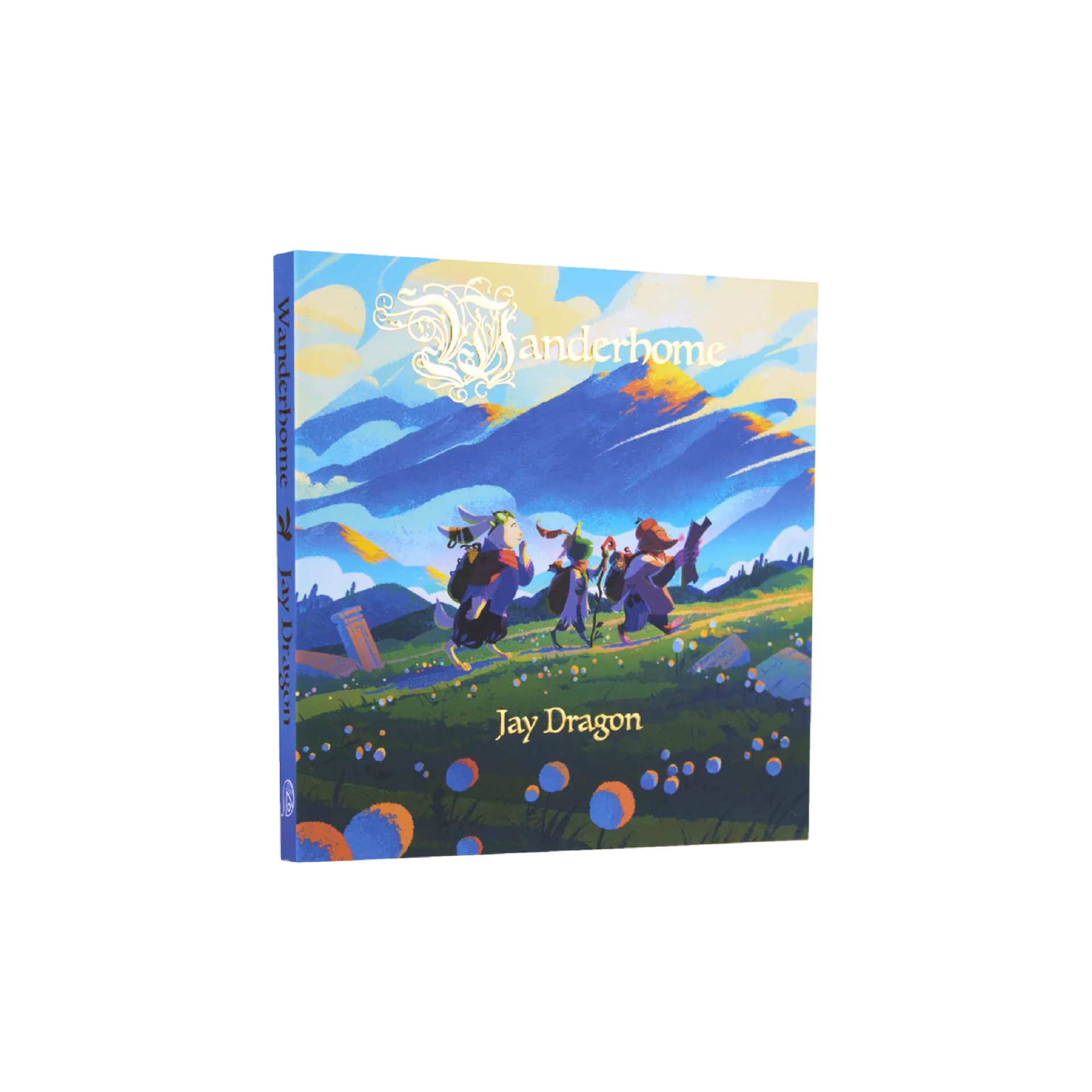 Wanderhome (Softcover) - EN Caixa de jogo Wanderhome com ilustração de personagens e montanhas