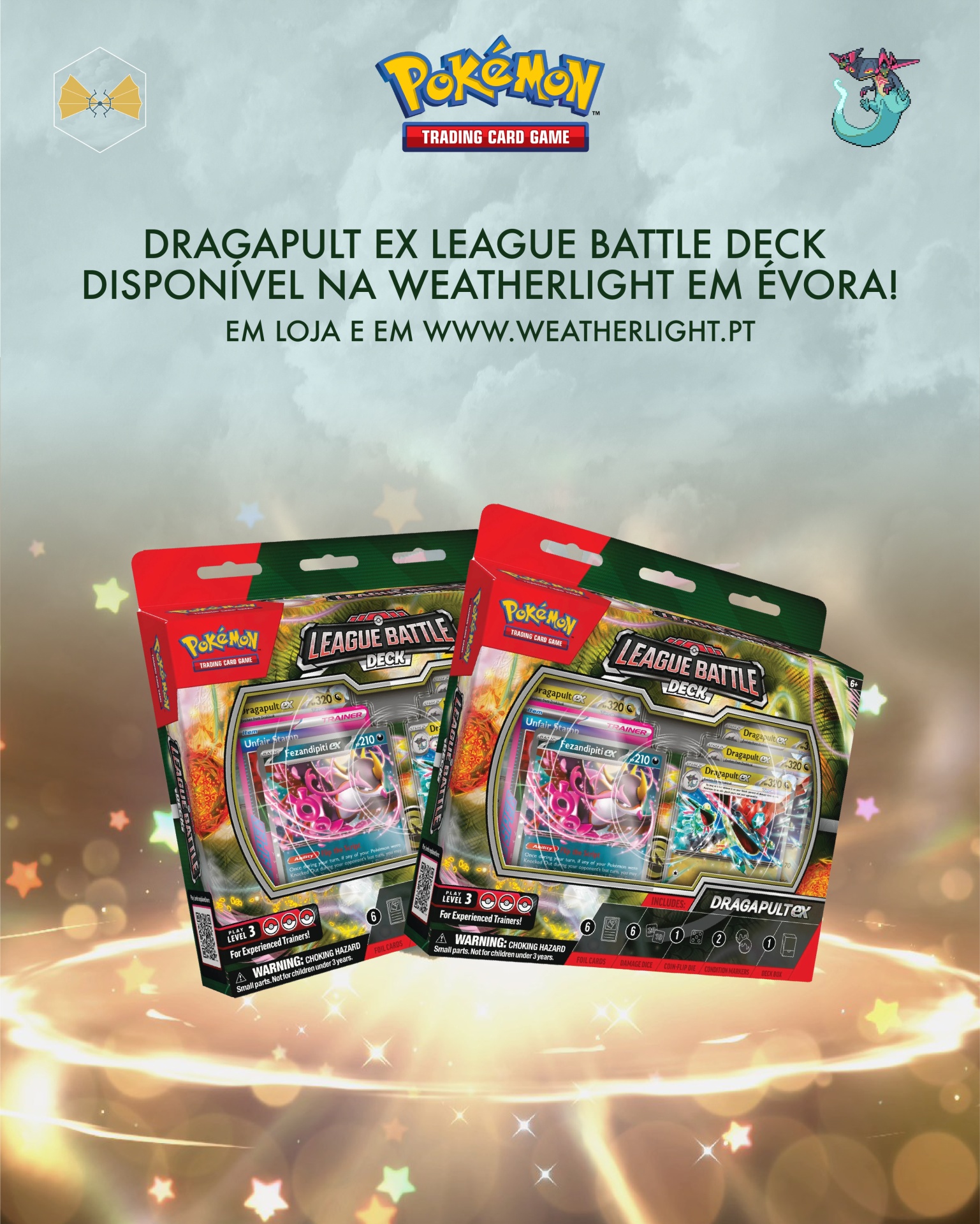 Promoção de baralhos Pokémon Dragapult EX League Battle Deck na Weatherlight em Évora