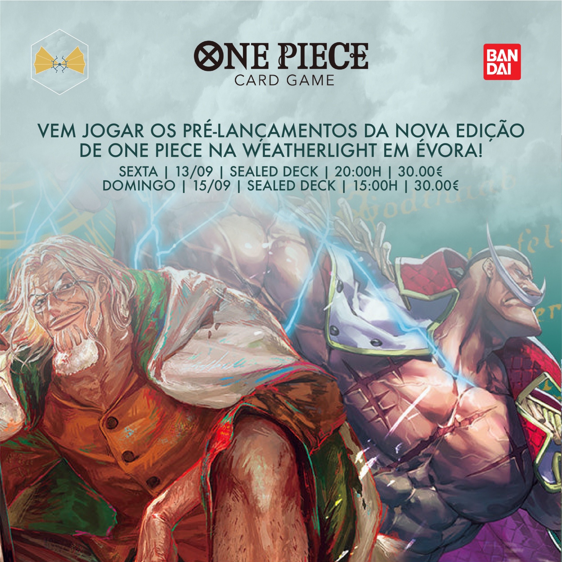 Promoção de pré-lançamento do One Piece Card Game na Weatherlight em Évora
