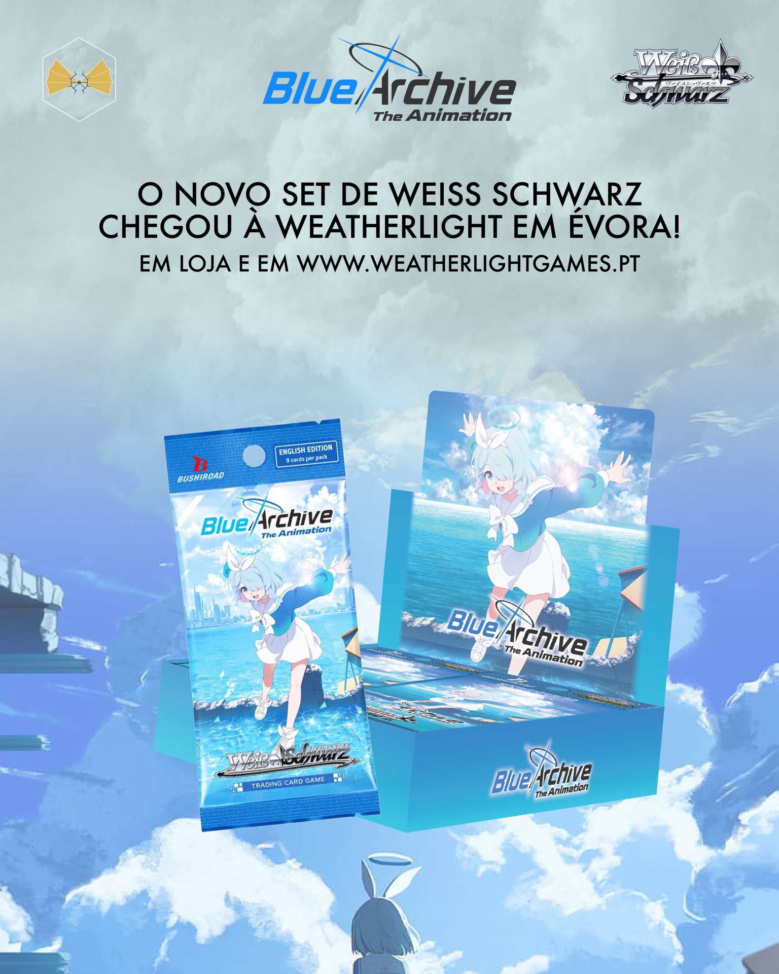 Jogo de cartas Weiss Schwarz Blue Archive The Animation com personagem anime azul claro