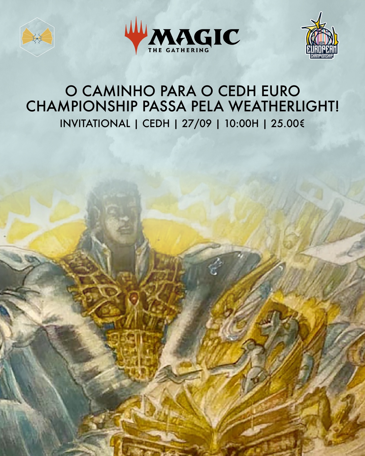 Cartaz do evento Magic The Gathering CEDH Euro Championship com imagem ilustrativa e texto informativo