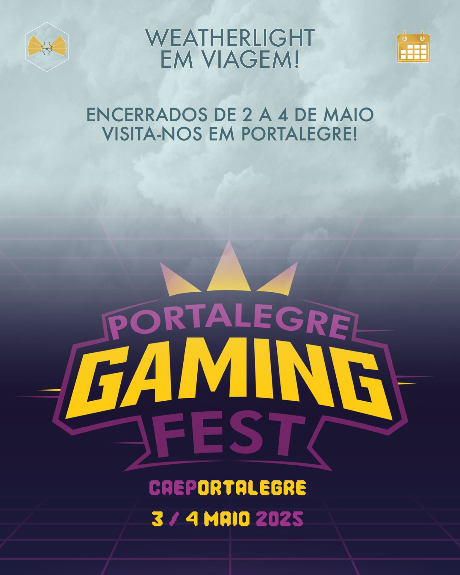 Cartaz do Portalegre Gaming Fest com datas e mensagem promocional
