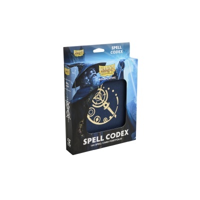 Portfólio para cards Dragon Shield Spell Codex azul e dourado em embalagem