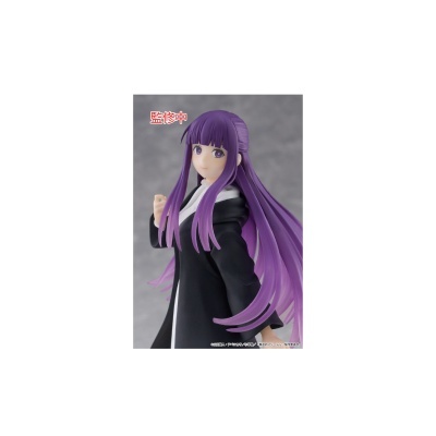 Figura colecionável personagem feminina cabelo roxo casaco preto