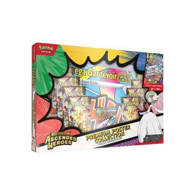 Caixa de coleção de cartas de jogo Pokémon Mega Gardevoir EX com booster packs e pôster