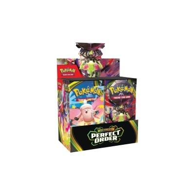 Expositor de cartas de jogo Pokémon colorido com personagens ilustrados.