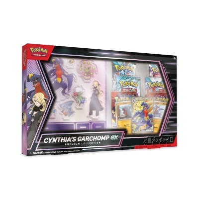 Caixa de coleção Pokémon Cynthia's Garchomp ex com cartas e acessórios temáticos