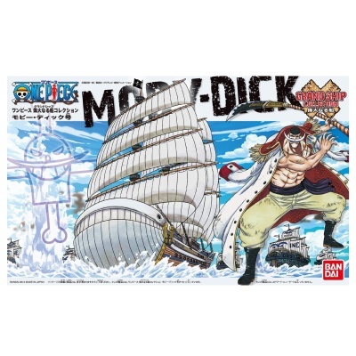 Caixa de modelo de navio Moby Dick da série One Piece com personagem animado
