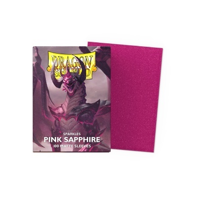 Pacote de sleeves para cartas Dragon Shield cor rosa brilho com dragão na embalagem