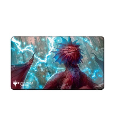 Tapete para jogos com dragão vermelho e texto COMMANDER SERIES