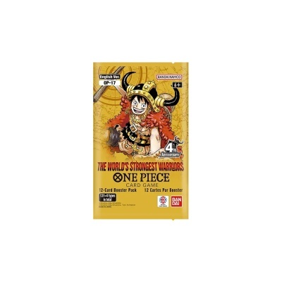 Embalagem amarela para jogo de cartas One Piece com personagem Luffy em destaque
