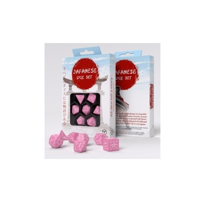 Conjunto de dados japoneses cor-de-rosa com caracteres kanji em embalagem azul e branca