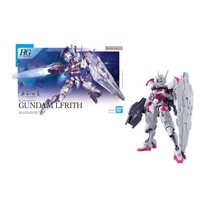 Figura modelo Gundam Lfrith com embalagem de fundo