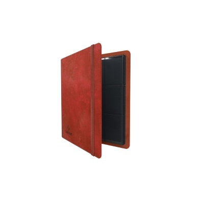 Estojo vermelho para cartões com interior preto e fecho elástico