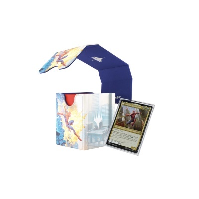 Estojo para cartas com desenho do Homem-Aranha e uma carta Amazing Spider-Man