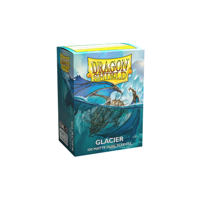 Caixa Dragon Shield Glacier para proteção de cartas com ilustração de dragão e gelo