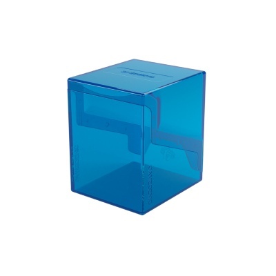 Caixa cúbica azul de plástico translúcido