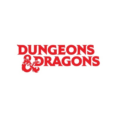 Logótipo Dungeons & Dragons em vermelho com dragão incorporado