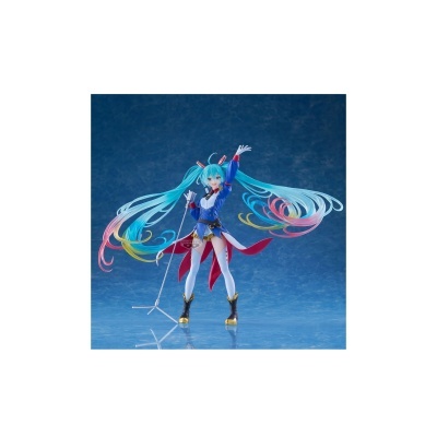Figura colecionável de personagem feminina com cabelo azul