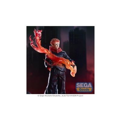 Figura colecionável de personagem masculino com efeito de chama, selo SEGA Goods