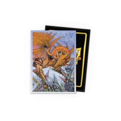 Baralhos de cartas com ilustração mecânica alaranjada e moldura amarela