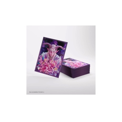 Baralho de cartas com ilustração de personagem fantástico e flores cor-de-rosa
