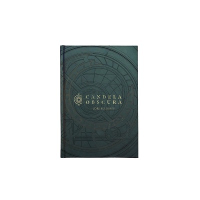 Livro verde escuro com texto dourado e padrões geométricos