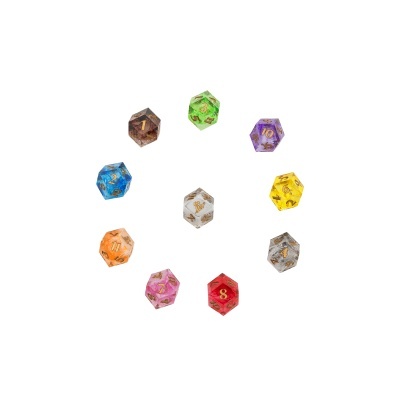 Dados multifacetados coloridos para jogos
