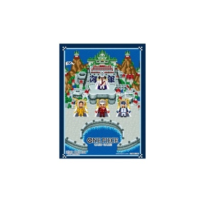 Imagem pixelizada com personagens e castelo do jogo One Piece Card Game