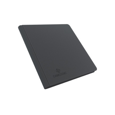 Caderno cinzento escuro com textura fina e logótipo EMBRACONIC na capa