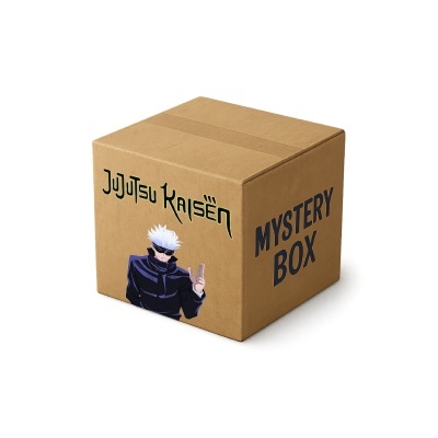 Caixa de cartão com texto e ilustração do personagem em preto