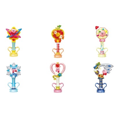 Seis varinhas coloridas com personagens e formas de Kirby