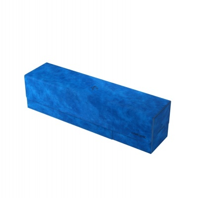 Caixa retangular azul com textura aveludada