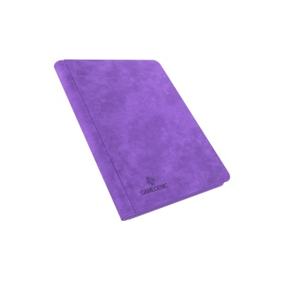 Caderno roxo com capa em tecido aveludado e logótipo GAMECENC