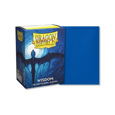 Caixa de capas para cartas Dragon Shield Wisdom azul com 100 sleeves duplos mate